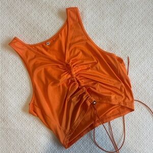 Amazon Orange Ruched Crop Top